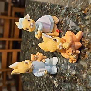 Bunny Rabbit Figurines Set of Three 1466 Series Porcelain Vintage